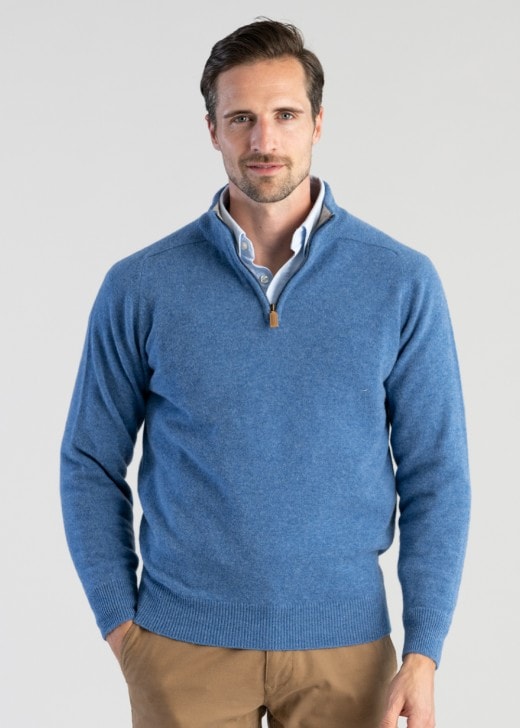 William Lockie Lambs Wool Zip Neck - Atlantic Rivers Outfitting Company