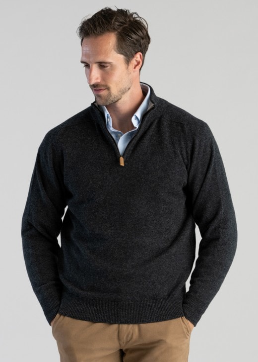 William Lockie Lambs Wool Zip Neck - Atlantic Rivers Outfitting Company